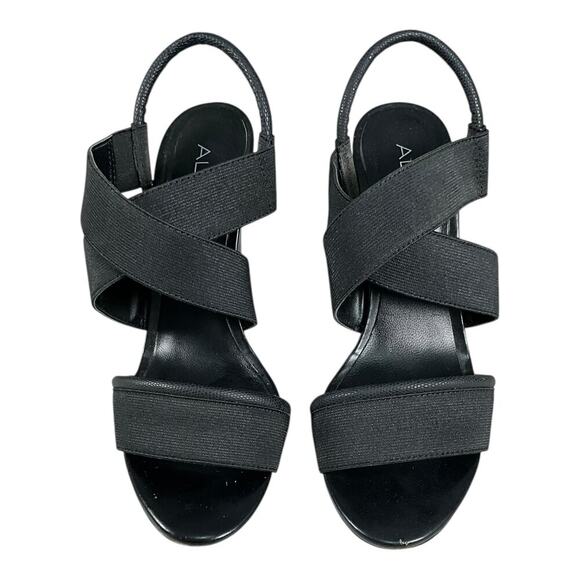 ALDO Black Wedge Glalle Women's Size 8 Run Small Excellent Condition Vintage - Picture 6 of 14